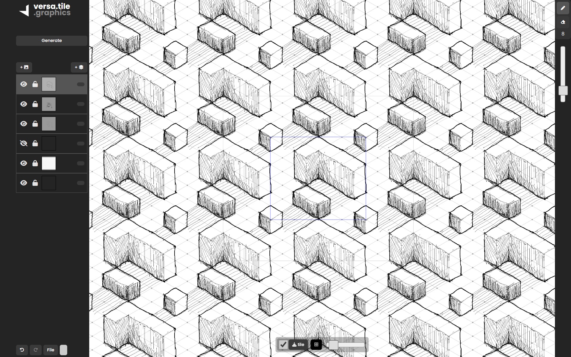 Seamless isometric grid drawing guide